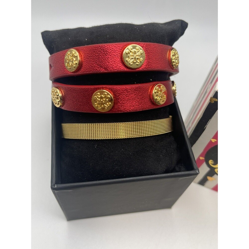 Rustic Cuff Matallic Red Double Wrap Bracelet & G… - image 2
